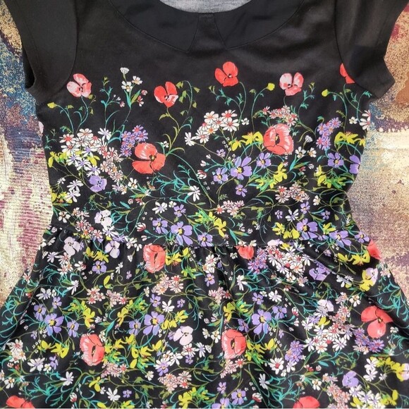 Women's Size 14 Black Multi Floral Print Sleeveless Dress BEAUTIFUL - Picture 8 of 14